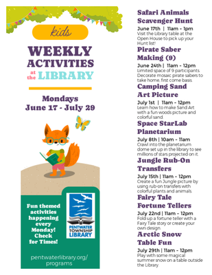 Summer Reading Program Weekly Activities Summer Reading Program Weekly Activities
